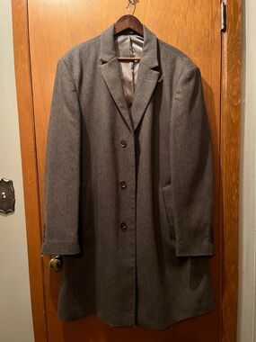Calvin Klein Men's Brown Wool Overcoat 44R
